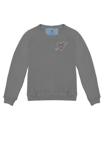 Carved Heart Customized Initials Kids Crew Pullover