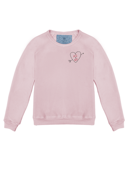 Carved Heart Customized Initials Kids Crew Pullover