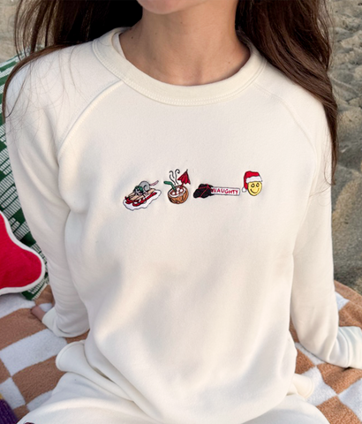 Holiday Customizable Chest Mini Embroidery Women's Classic Pullover