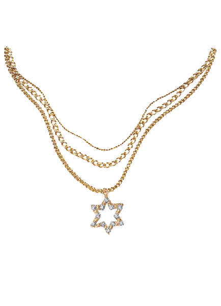 Support Israel Women's Classic Star of David Charm Necklace Pullover