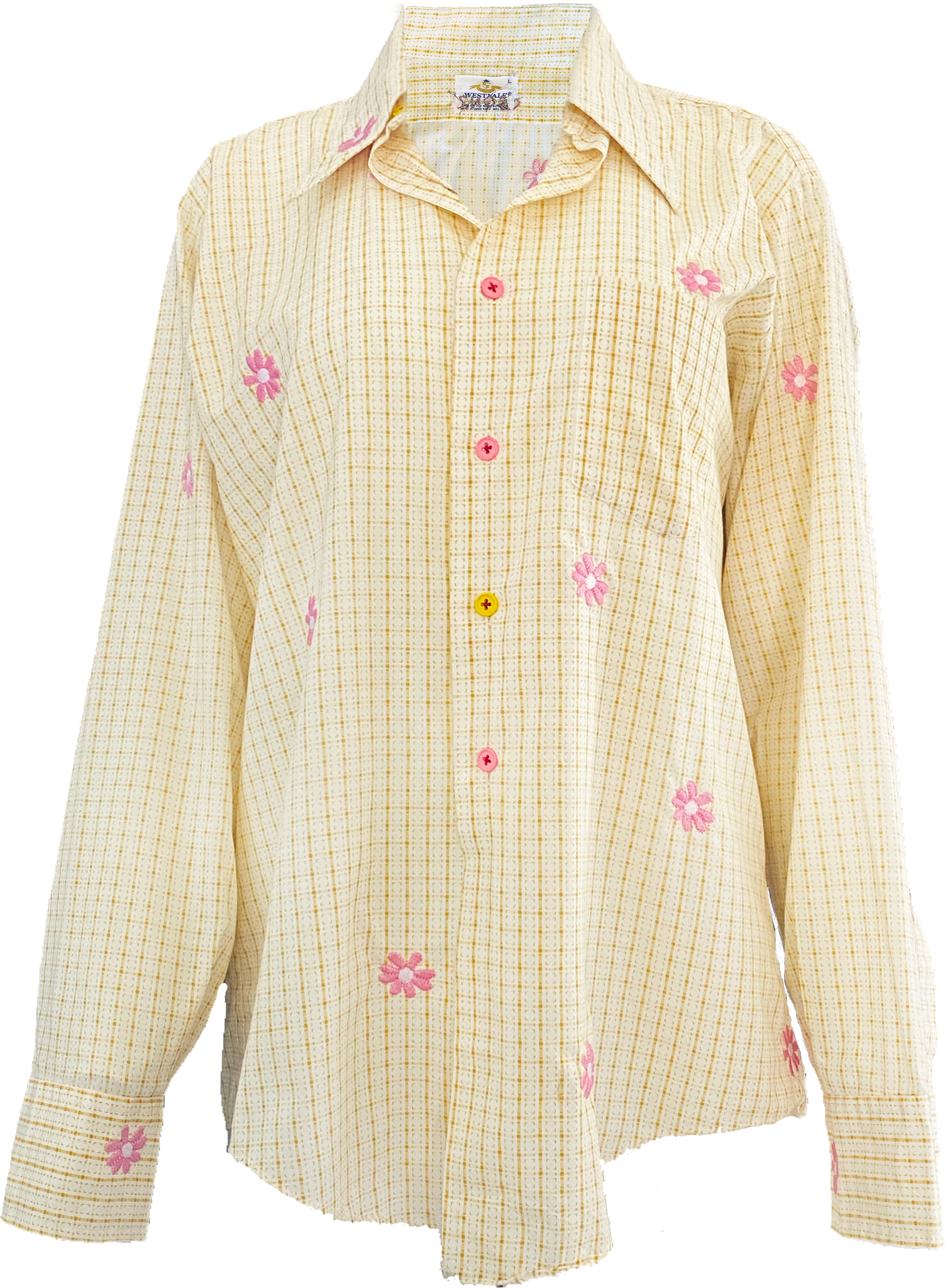 Pink Flowers Button Down