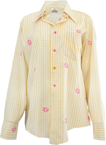 Pink Flowers Button Down