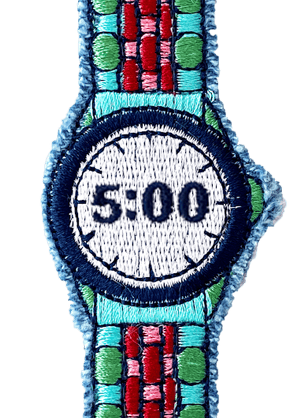 5:00 Embroidered "Watch" Bracelet