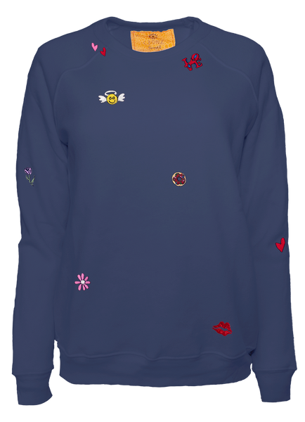 Women's V-Day Mini Embroidery Sprinkle Pullover