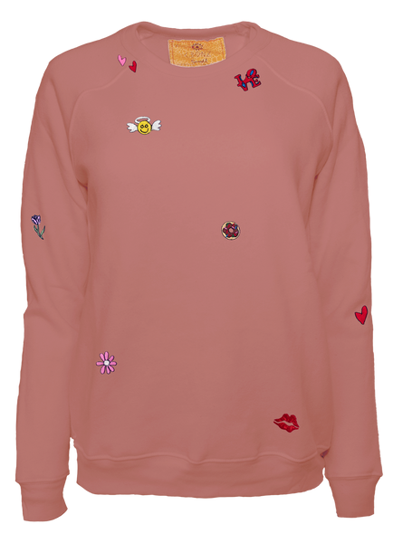 Women's V-Day Mini Embroidery Sprinkle Pullover
